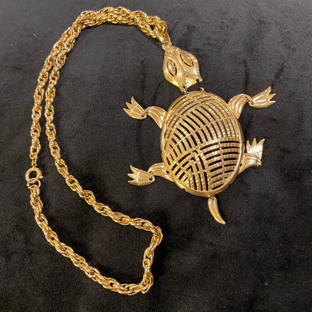 Vintage Brass Turtle Necklace